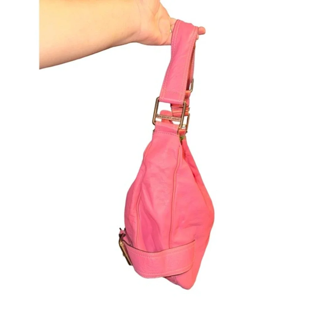 VTG Y2K Franco‎ Sarto pink  100% Genuine Leather Shoulder hobo bag buckle accent